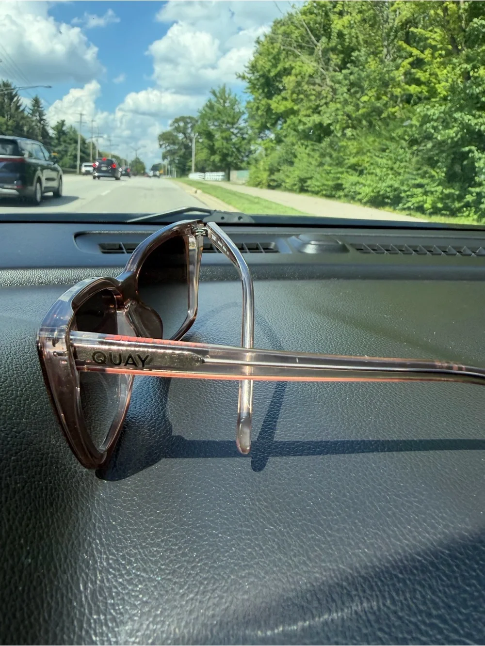 Quay Australia Translucent Brown Oversized Square Sunglasses
